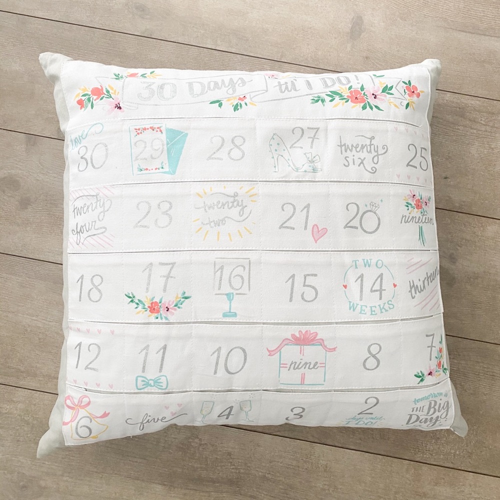 Down filled wedding count down pillow